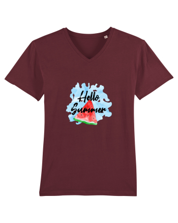 Summer Breeze - Watercolor Hello Summer Watermelon (Pepene) Burgundy