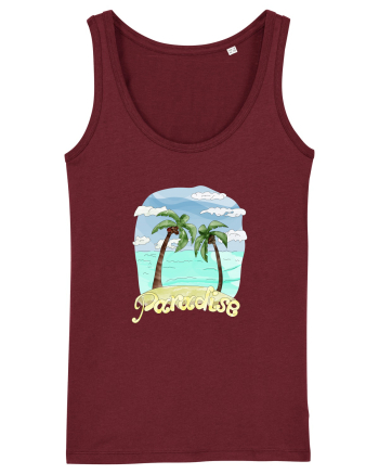 Summer Breeze - Watercolor Paradise Palmtrees (Palmieri) Burgundy