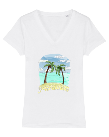 Summer Breeze - Watercolor Paradise Palmtrees (Palmieri) White
