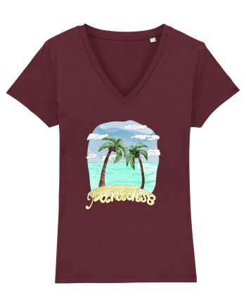 Summer Breeze - Watercolor Paradise Palmtrees (Palmieri) Burgundy