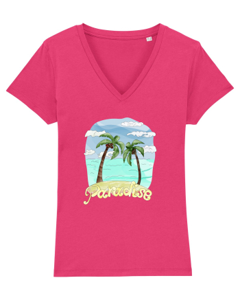 Summer Breeze - Watercolor Paradise Palmtrees (Palmieri) Raspberry