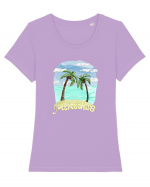 Summer Breeze - Watercolor Paradise Palmtrees (Palmieri) Tricou mânecă scurtă guler larg fitted Damă Expresser