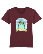 Summer Breeze - Watercolor Paradise Palmtrees (Palmieri) Tricou mânecă scurtă guler V Bărbat Presenter