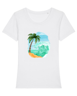 Summer Breeze - Watercolor  Wave (Val) Tricou mânecă scurtă guler larg fitted Damă Expresser