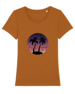 Summer Breeze - Gradient Dusk (Apus) Tricou mânecă scurtă guler larg fitted Damă Expresser