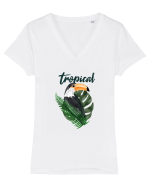 Summer Breeze - Watercolor Toucan (Tucan) Tricou mânecă scurtă guler V Damă Evoker