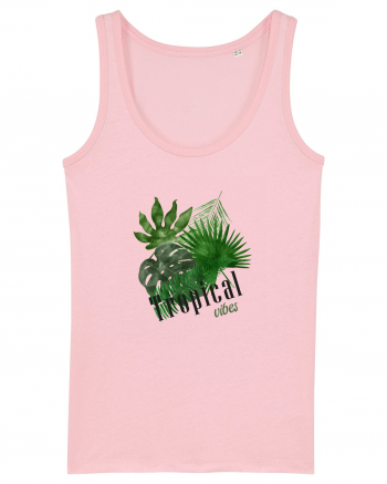 Summer Breeze - Watercolor Tropical Leaves (Frunze Tropicale) Cotton Pink