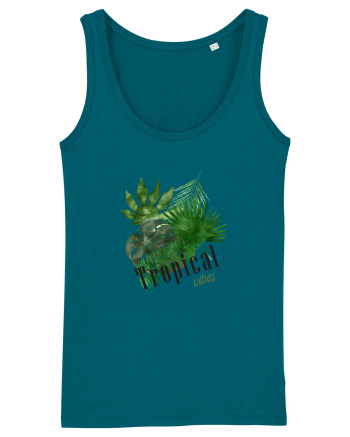Summer Breeze - Watercolor Tropical Leaves (Frunze Tropicale) Ocean Depth