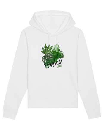 Summer Breeze - Watercolor Tropical Leaves (Frunze Tropicale) White