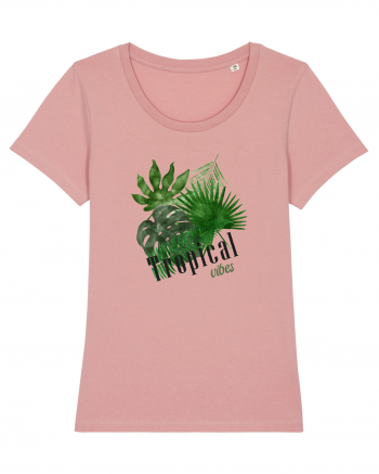 Summer Breeze - Watercolor Tropical Leaves (Frunze Tropicale) Canyon Pink