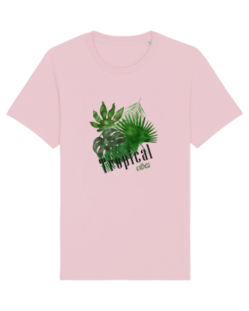 Summer Breeze - Watercolor Tropical Leaves (Frunze Tropicale) Cotton Pink