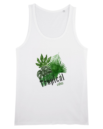 Summer Breeze - Watercolor Tropical Leaves (Frunze Tropicale) White
