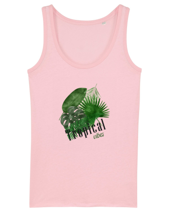 Summer Breeze - Watercolor Tropical Leaves 2 (Frunze Tropicale) Cotton Pink