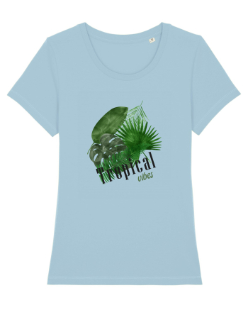 Summer Breeze - Watercolor Tropical Leaves 2 (Frunze Tropicale) Sky Blue