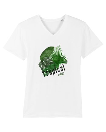 Summer Breeze - Watercolor Tropical Leaves 2 (Frunze Tropicale) White