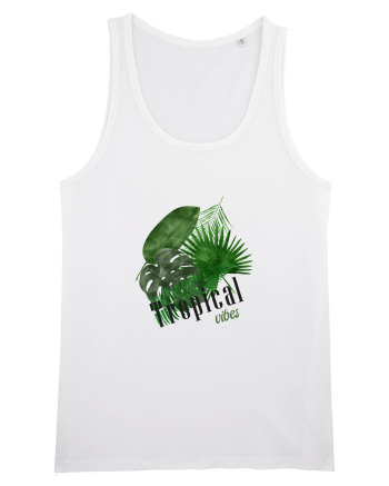 Summer Breeze - Watercolor Tropical Leaves 2 (Frunze Tropicale) White