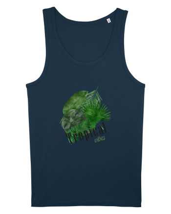 Summer Breeze - Watercolor Tropical Leaves 2 (Frunze Tropicale) Navy
