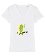 Summer Breeze - Tropical (areca palm) Tricou mânecă scurtă guler V Damă Evoker