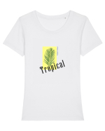 Summer Breeze - Tropical (areca palm) Tricou mânecă scurtă guler larg fitted Damă Expresser