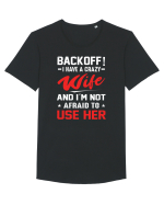 Back Off I Have A Crazy Wife Tricou mânecă scurtă guler larg Bărbat Skater