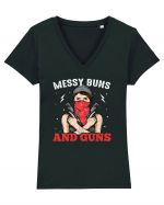 Messy Buns And Guns Tricou mânecă scurtă guler V Damă Evoker