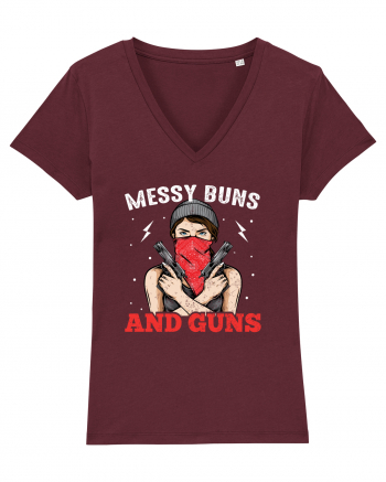 Messy Buns And Guns Burgundy