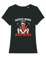 Messy Buns And Guns Tricou mânecă scurtă guler larg fitted Damă Expresser