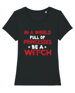 Princesses Or Witch Black Tricou mânecă scurtă guler larg fitted Damă Expresser