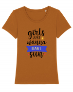 Girls Just Wanna Have Sun Tricou mânecă scurtă guler larg fitted Damă Expresser
