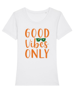 Good Vibes Only Tricou mânecă scurtă guler larg fitted Damă Expresser
