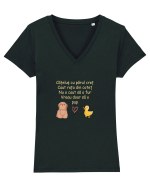 Poezia Cățelușul&rața(ramă) Tricou mânecă scurtă guler V Damă Evoker