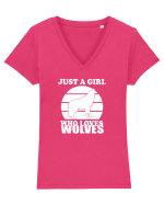 Just a girl who loves wolves Tricou mânecă scurtă guler V Damă Evoker