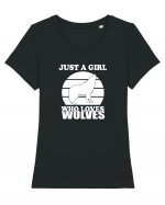 Just a girl who loves wolves Tricou mânecă scurtă guler larg fitted Damă Expresser