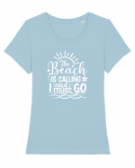 The Beach is calling and i must go Tricou mânecă scurtă guler larg fitted Damă Expresser