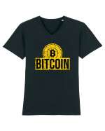 Bitcoin Tricou mânecă scurtă guler V Bărbat Presenter