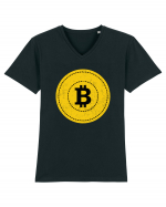 Bitcoin Tricou mânecă scurtă guler V Bărbat Presenter