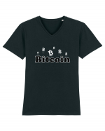 Bitcoin Tricou mânecă scurtă guler V Bărbat Presenter