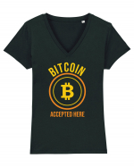 Bitcoin Accepted Here Tricou mânecă scurtă guler V Damă Evoker