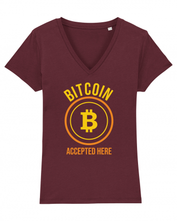 Bitcoin Accepted Here Burgundy