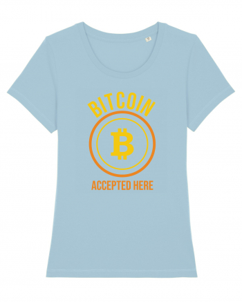 Bitcoin Accepted Here Sky Blue