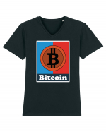 Bitcoin Tricou mânecă scurtă guler V Bărbat Presenter