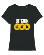 Bitcoin Coins Tricou mânecă scurtă guler larg fitted Damă Expresser