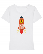 Bitcoin To The Moon Tricou mânecă scurtă guler larg fitted Damă Expresser