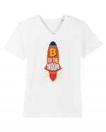 Bitcoin To The Moon Tricou mânecă scurtă guler V Bărbat Presenter