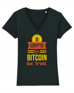 Crypto In Bitcoin We Trust Tricou mânecă scurtă guler V Damă Evoker