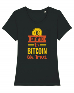 Crypto In Bitcoin We Trust Tricou mânecă scurtă guler larg fitted Damă Expresser