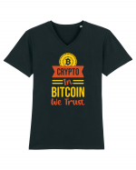 Crypto In Bitcoin We Trust Tricou mânecă scurtă guler V Bărbat Presenter