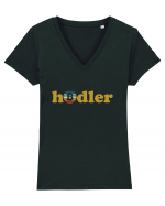 Hodler Tricou mânecă scurtă guler V Damă Evoker