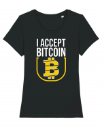 I Accept Bitcoin Tricou mânecă scurtă guler larg fitted Damă Expresser