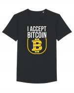 I Accept Bitcoin Tricou mânecă scurtă guler larg Bărbat Skater